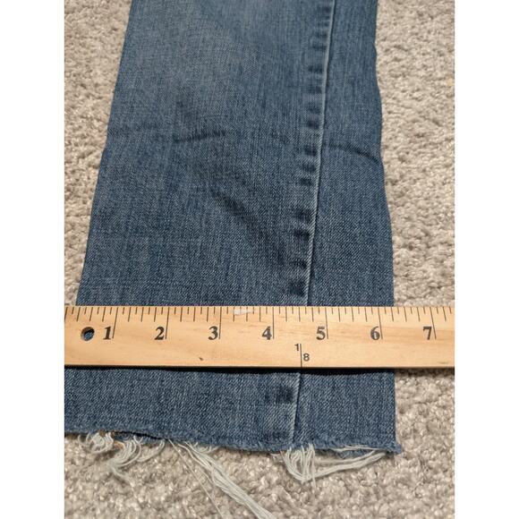 Free People Woman’s Blue Jeans Cropped Button Fly 24 Pant Distressed - Picture 6 of 6
